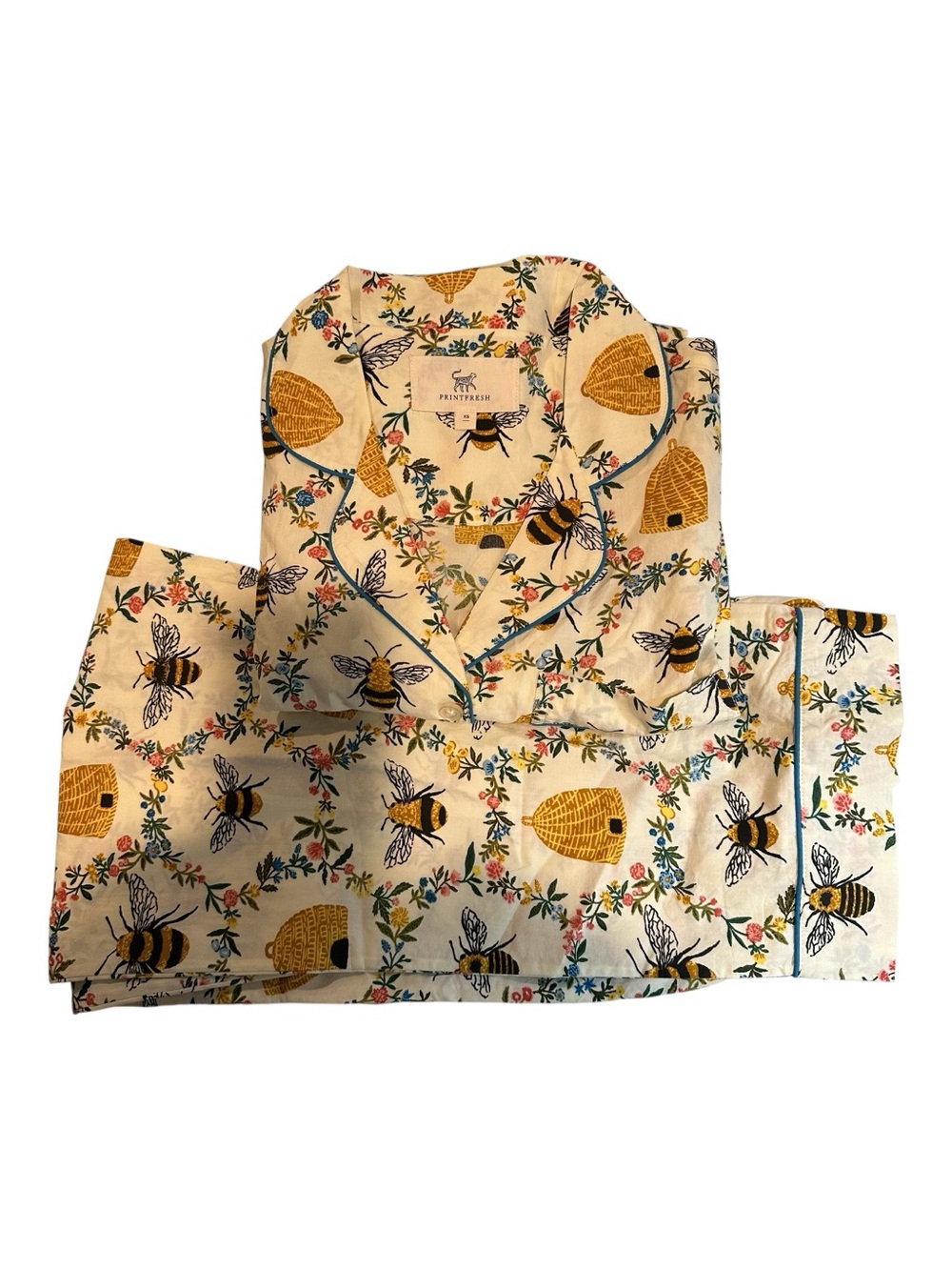Printfresh Sweet Bee Pajama Set Organic Cotton Size Medium NWT $168 - Picture 4 of 7